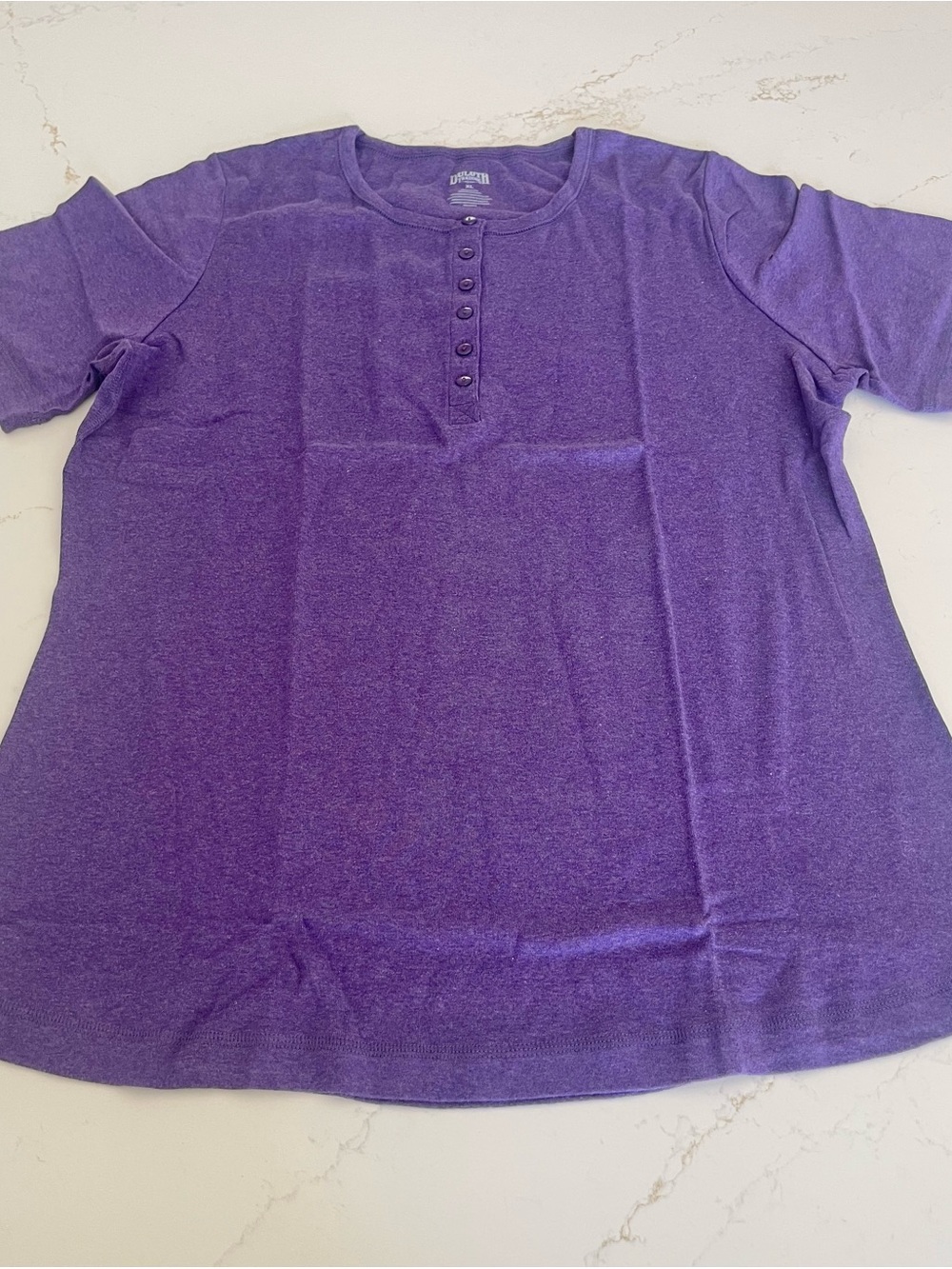 Duluth Trading Co Women’s Heather Purple Henley Short Sleeve Tee Top, Size XL - Picture 4 of 9